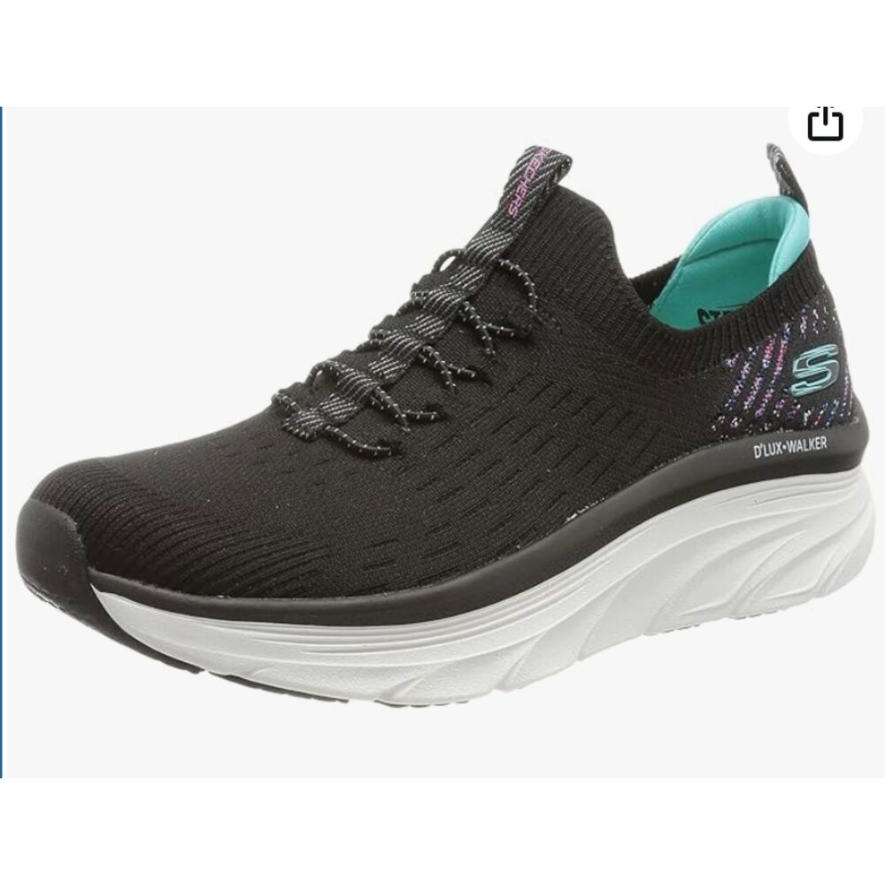 Skechers Women’s D’Lux Walker Slip-On Sneakers – Black/Multi, Size [Your Size]
